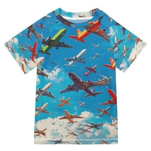 Boys Rash Guard Swim Shirt Toddler Kids Girls Short Sleeve Swimwear UPF 50+ Quick Dry Rashguard Shirt