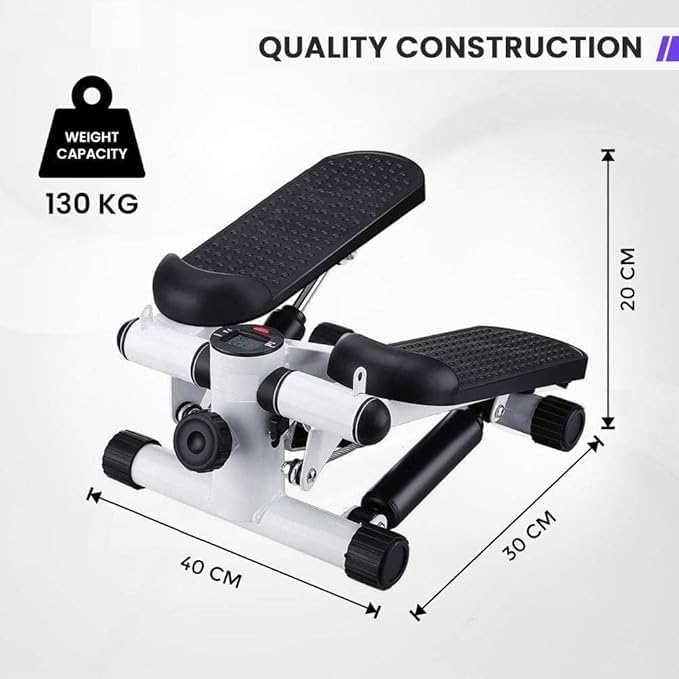 Steel and ABS Mini Stepper for Cardio, Strength Training - Adjustable Step Exercise Machine with Display Monitor, Resistance Bands for Home/Gym, Men