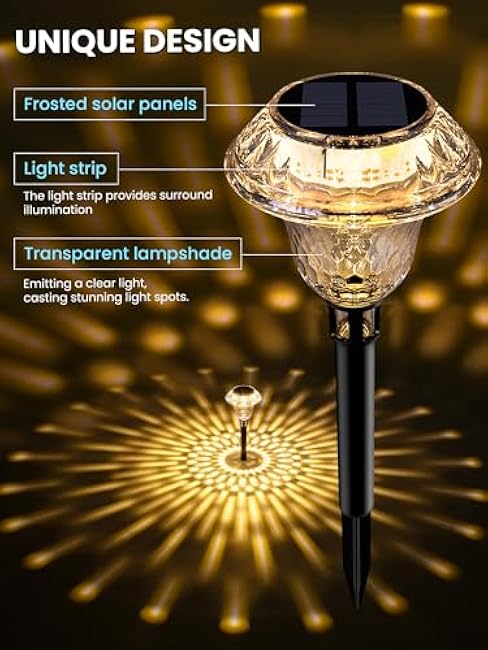 SOLPEX Solar Pathway Lights Garden Decor for Yard, Garden Lights Solar Powered Waterproof Landscape Lighting, Solar Outdoor Lights Porch Decor for Path Walkway Driveway (6 Pack Warm White)