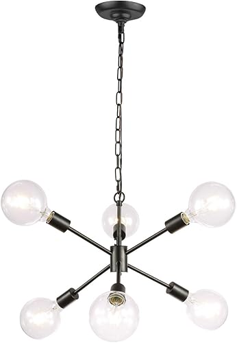 Miniatura 8 de Living District Interior Moderno Hogar Decorativo Brillante Techo Nolan 6 Luz Negro Colgante