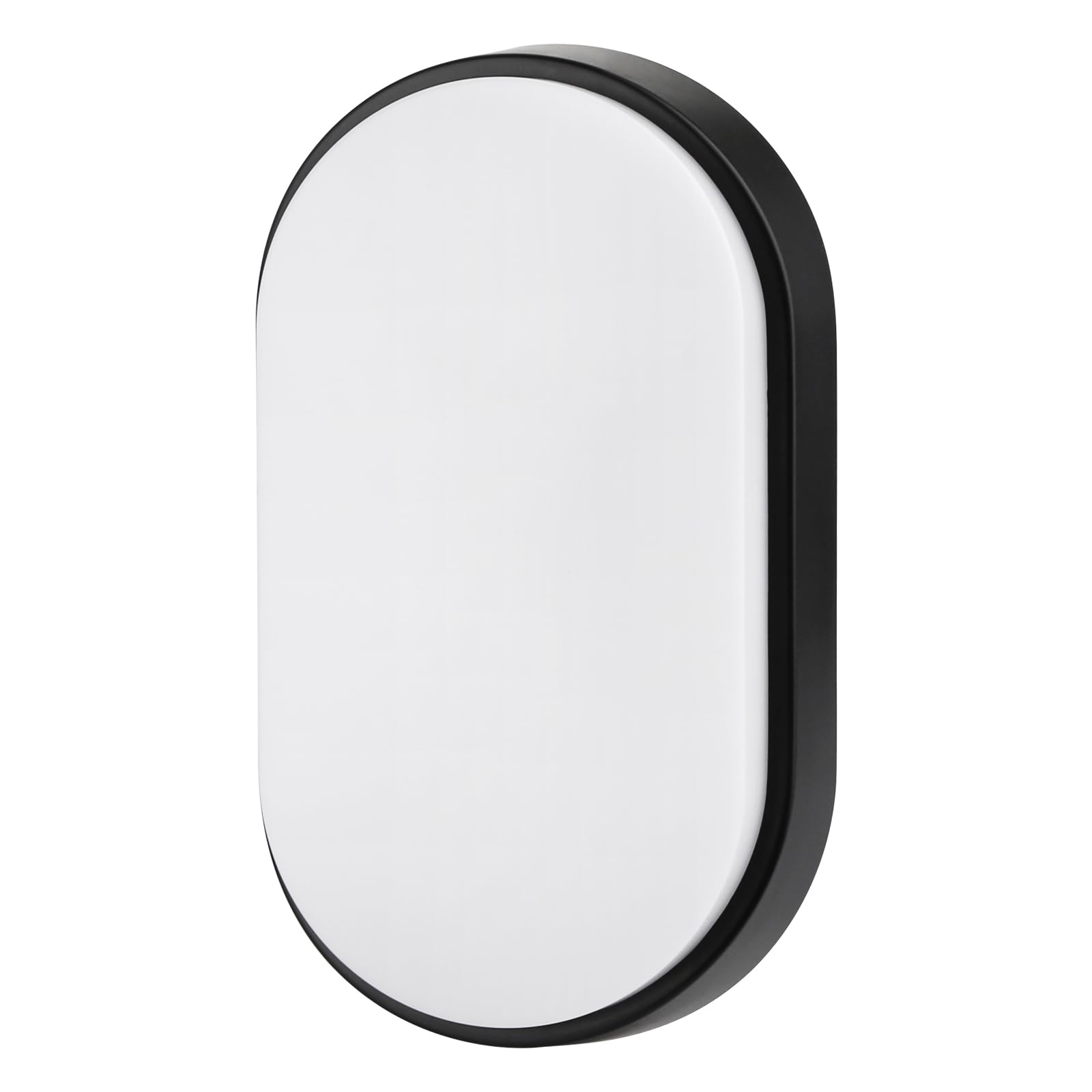 M EGA MEGACUBE 18W LED Wall Light, 3000K/4000K/6500K IP65 Oval Bulkhead Light Fitting with Black Trim for Indoor, Outdoor, Bath, Office, Hallway, Corridor, Utility, Garden, Shed, Workshop, Patio etc