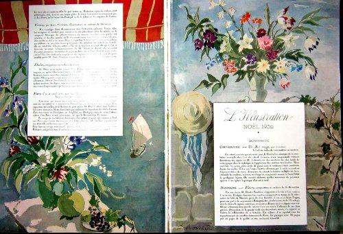 original old antique victorian print Impression 1936 de Français de Noël de Panneau de Fleur de L'Illustration