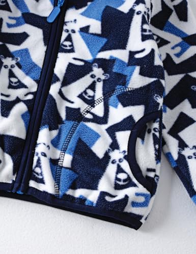 Image of Kids Printed Polar Fleece Jacket Toddler Baby Boys Girls Autumn Winter Warm Sherpa Lining Outerwear Soft Lightweight