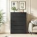 Romorgniz Dresser for Bedrom with 6 Large Drawers, Tall Chest of Drawers Modern Wooden Dresser for Living Room, Entryway, Hallway, Black, 43.2