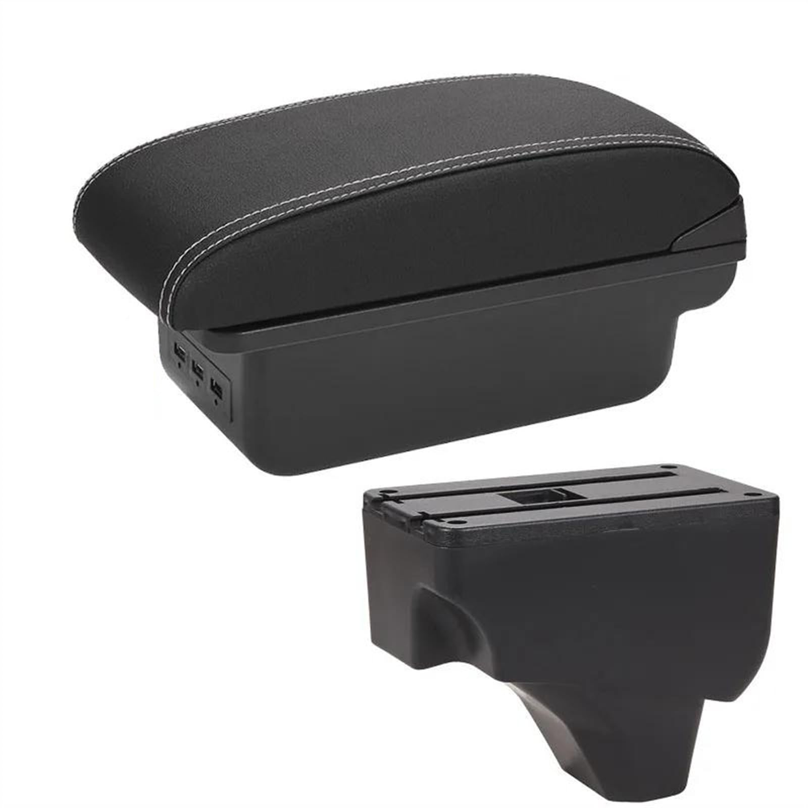 NOHEEU Car Armrest Box 2019 2020 2021 2022 2023 Retrofit Parts Interior Details Storage Accessories For 208 2008(B3 Black white 3USB)