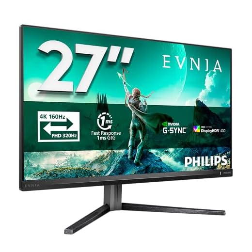 Philips Evnia 27M2N3800A - 27 Zoll Ultra HD Gaming Monitor, 160 Hz, 0,5 ms MPRT, HDR400, G-Sync comp. (2X HDMI 2.1, 1x DisplayPort 1.4, USB Hub) schwarz grau