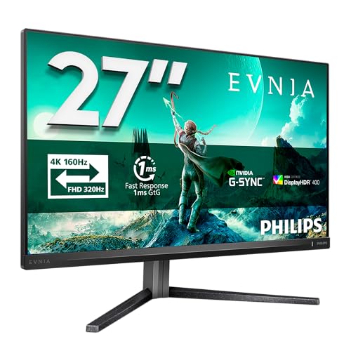 Philips Gaming Monitor 27M2N3800A 27 pollici, 3840x2160, UHD, 160Hz, Fast IPS Panel, 0.5ms MPRT, Speakers, Height Adjustment,(HDMI2x 2.1 DP 1x 1.4) Adaptive Sync, HDR400, G-Sync Comp., Grigio Scuro