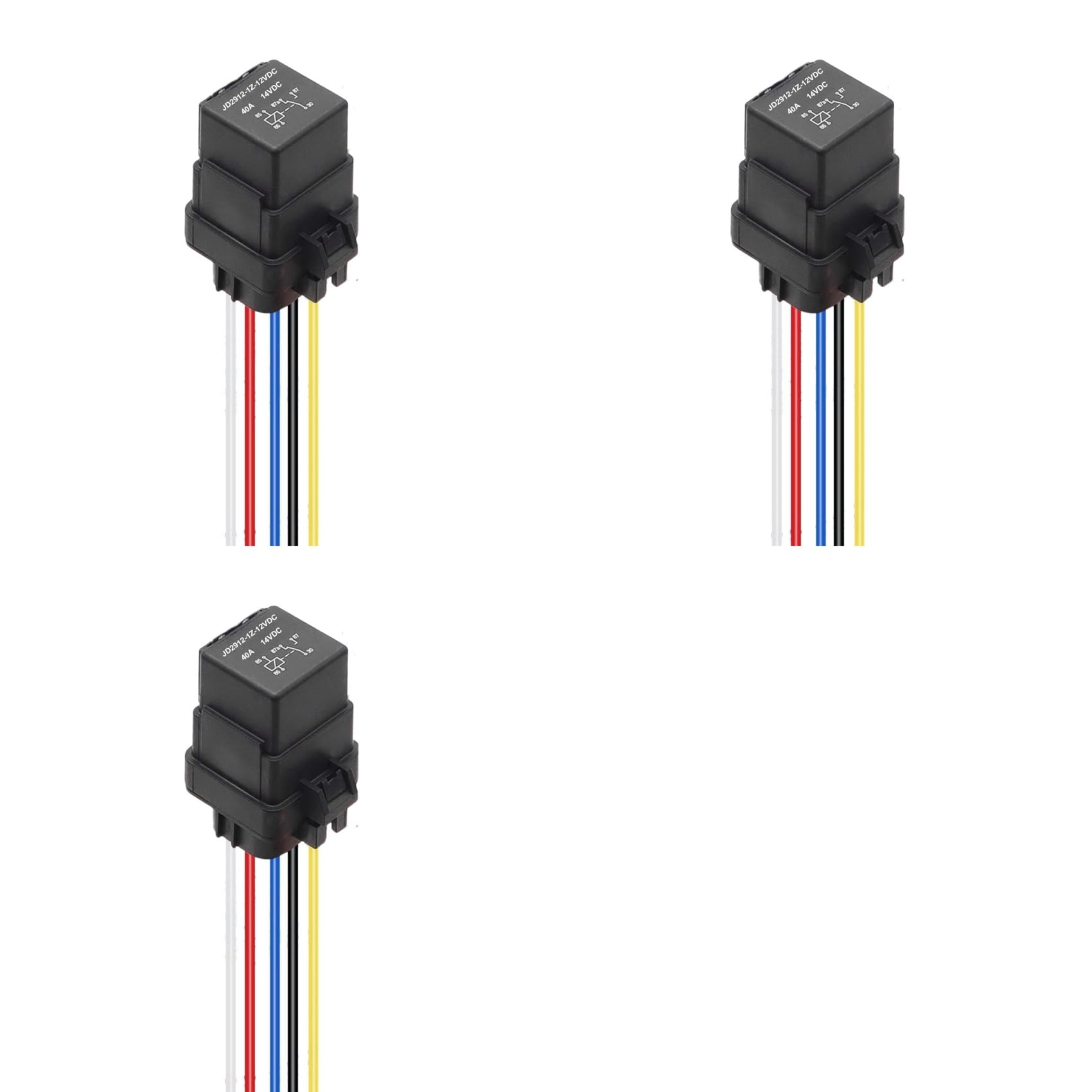 Relais automobile 12VDC 40A JD2912-1Z-14VDC étanche à 5 broches avec fils de prise - 8