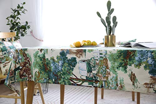 Nappe 140x200cm lin coton paysage champ vert décorative - 7