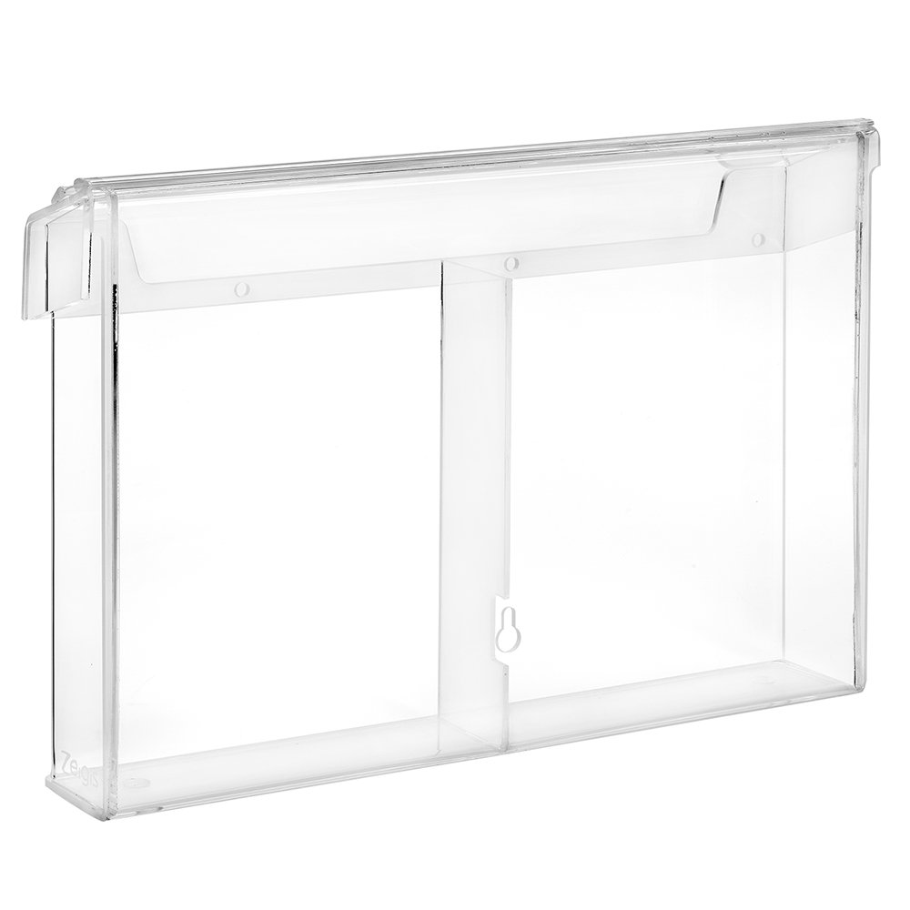 Zeigis 2-Fach DIN A5 Prospektbox/Prospekthalter/Flyerhalter im Hochformat, wetterfest, für Außen, mit Deckel, aus glasklarem Acrylglas