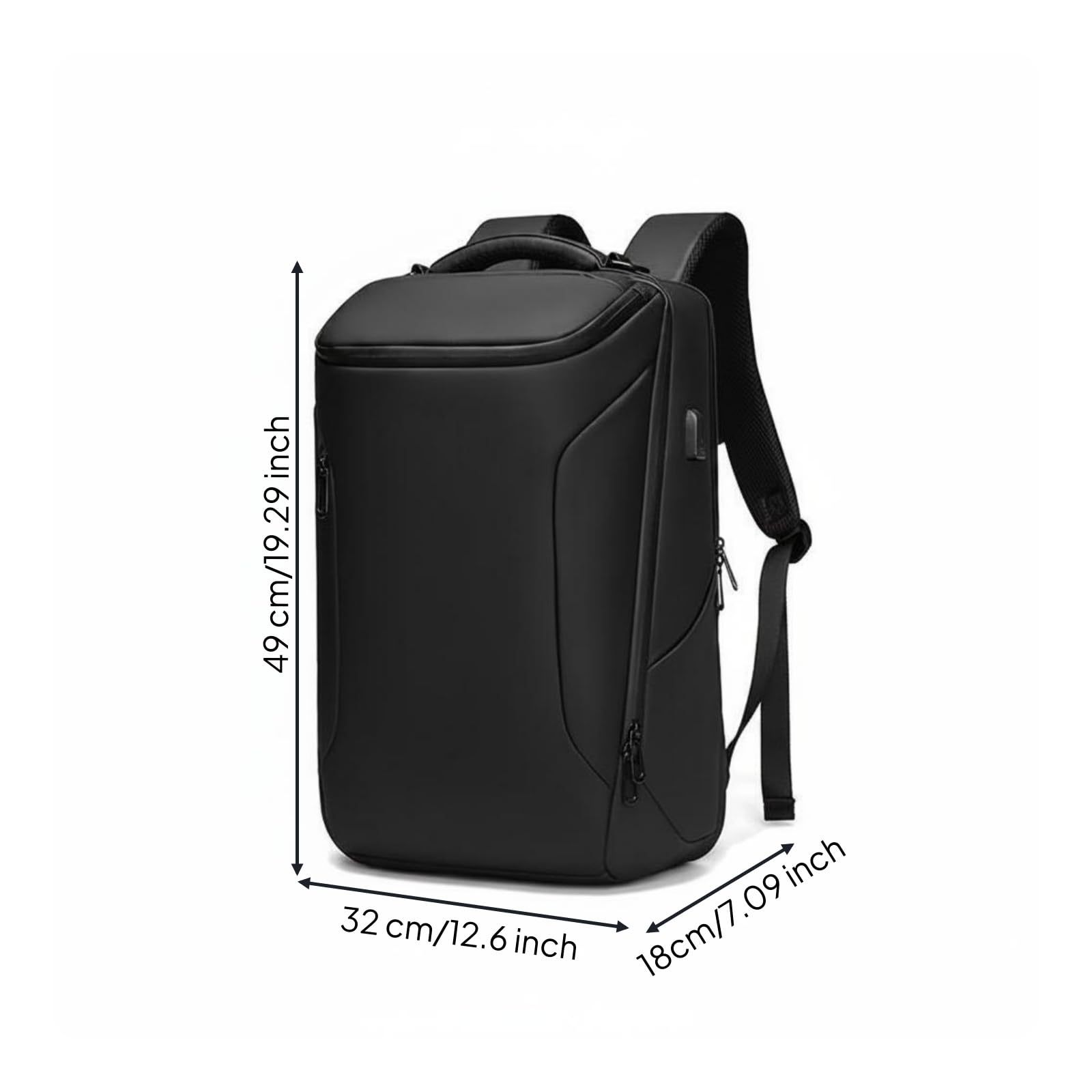 Amagogo Mochila para Portátil Mochila de Negocios Mochila Ejecutiva Bolsa para Compartimento Acolchado y Puerto USB Adecuada para Oficina Desplazamientos, Negro, Negro, 19