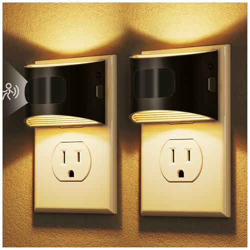 DORESshop LED Night Light[2 Pack], Night Lights Plug into Wall, 3 Mode Plug in Night Light with Motion Sensor, Dusk to Dawn Sensor, Nightlights for Adults, Bedroom, Bathroom, Hallway