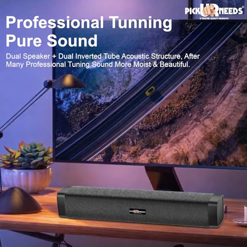 Image of Pick Ur Needs Rechargeable 10W Wireless Bluetooth Soundbar Speaker with 1200mAh Battery, FM Radio, TF Card, USB & AUX Support - 4 Hours Playtime Home & Outdoor Speakers (Black)