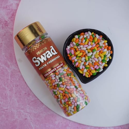 Panjon Swad Colourful Sweet Saunf Mukhwas (Pack Of 3 X 180 Grams) | Digestive Mouth Freshener | Hygienically Packed Traditional Pachak | Tasty Mouthfresheners | After-Meal Snack | Dry Mukhwas
