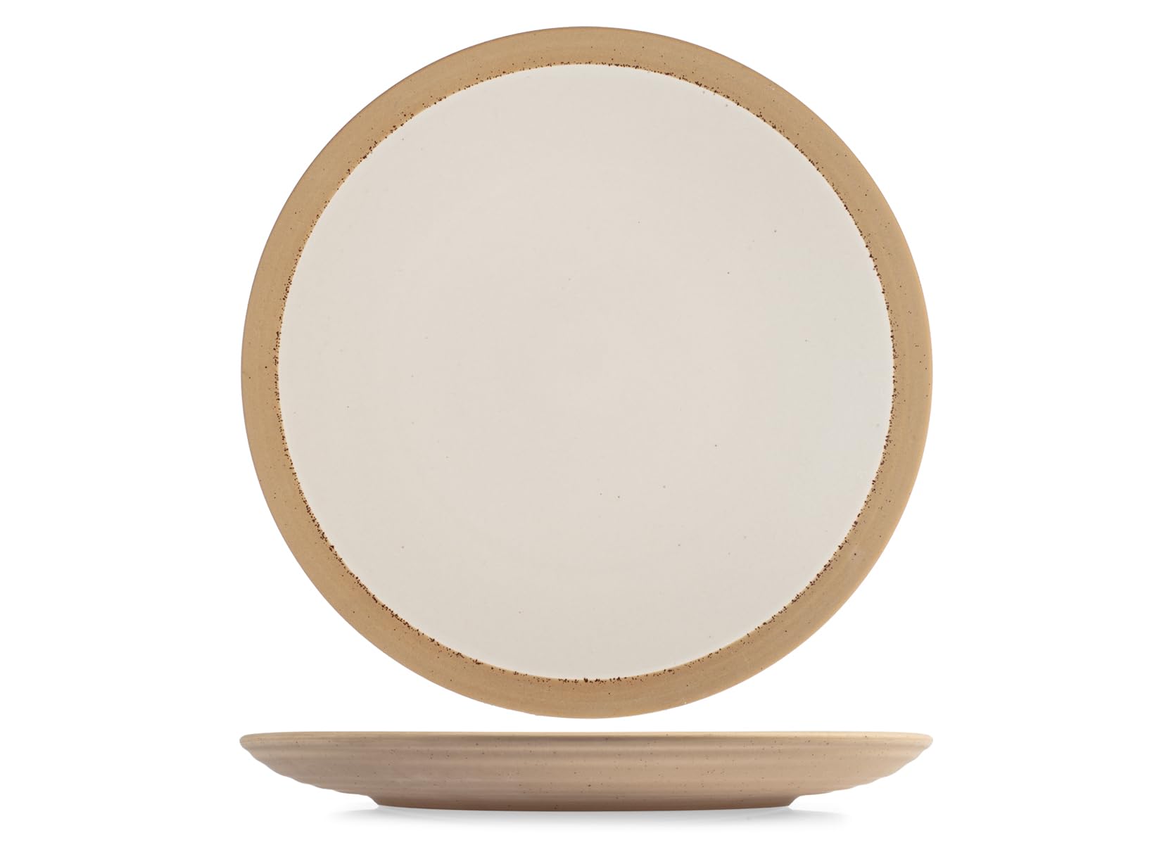 H&H Set 6 Piatti Piani Gemme in Stoneware, Ø 27 cm – Colore Avorio – Piatti Eleganti e Resistenti per Uso Quotidiano – Lavabili in Lavastoviglie e Adatti al Microonde