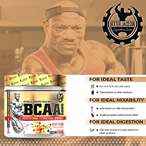 Image of Dexter Jackson BCAA 6000 | Fruit Punch Flavor | 60 Servings, 463g - Advanced Branched-Chain Amino Acid Formula for Optimal Muscle Recovery