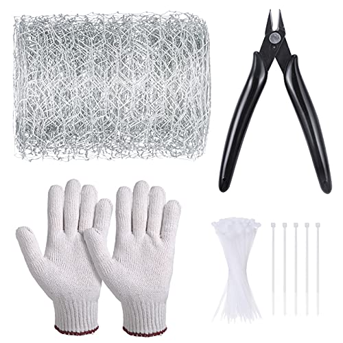 Celyoce Alambre de malla de pollo, 100 mm x 5 m, ligero, galvanizado hexagonal, para manualidades y decoración del hogar, con alicates de corte de alambre, guantes y bridas de cremallera Cover