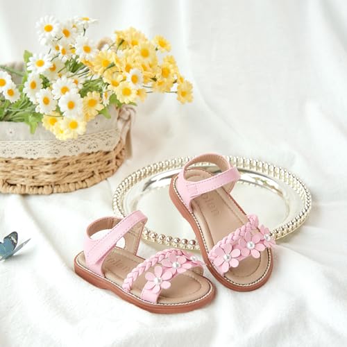 Image of Kolan Toddler Girl Sandals Open Toe Flat Princess Dress Shoes Little Kids