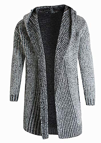 LifeHe Men's Casual Long Hooded Open-Front Knited Cardigan Sweaters4