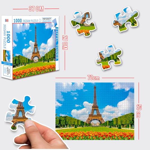 Image of Eiffel Tower Jigsaw Puzzle for Adults and Kids - 1000 Piece Puzzle | Travel & Landmark Brain Game | Challenging Gift for Teens, Families, and Puzzle Lovers