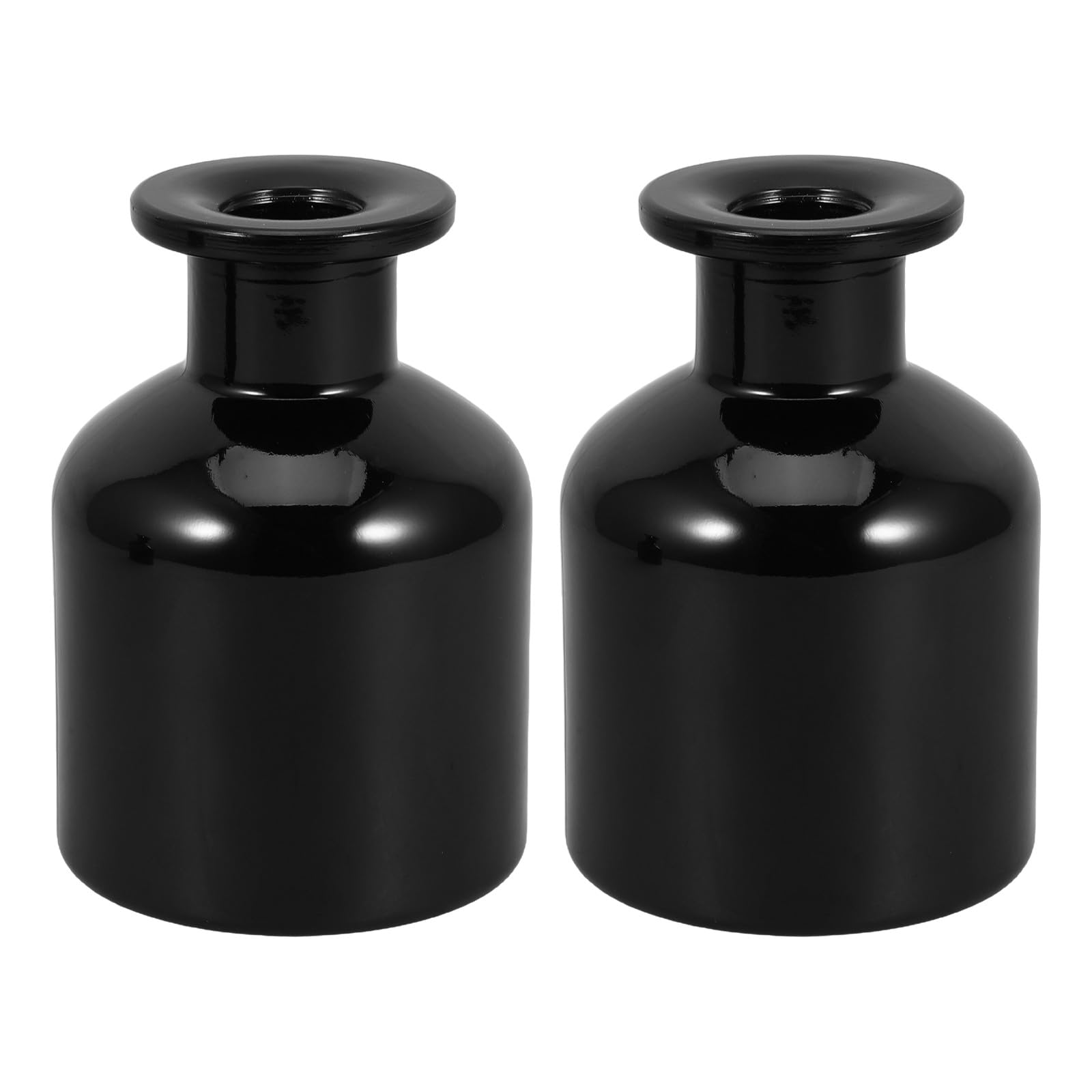 HOMSFOU Glass Diffuser Bottles: 2 Pcs Empty Reed Diffuser Container Refillable Aromatherapy Jars Replacement Bottles for Diy Home Fragrance & Essential Oils, 150ml/5oz (glossy Black)
