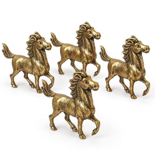 Estatua de bronce de caballo del zodiaco 4 piezas estilo chino retro miniatura 1