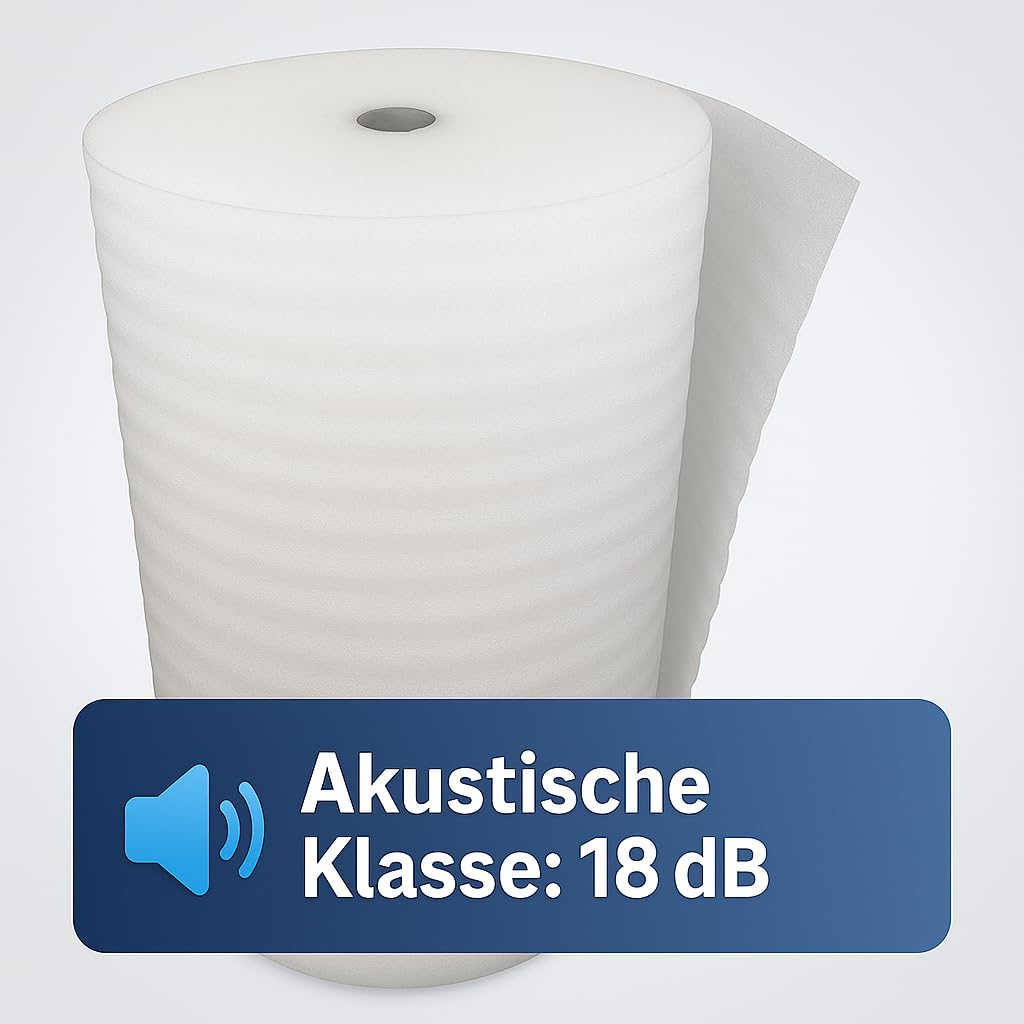 Trittschalldämung 3mm - Laminatunterlage & Parkettunterlage - PE-Schaumstoff Dämmung für Laminat, Fertigparkett - 20 - 80 lfd.m. - Schalldämmung & Wärmedämmung (20 lfd.m.)