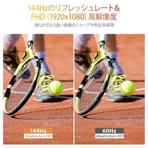 KOORUI ゲーミングモニター 24インチ 144Hz フルHD モニター IPSパネル (HDMI/VGA/AdaptiveSync/VESA対応/ブルーライト軽減) E2411K