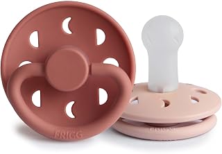 Frigg Moon SilkySoft Silicone Baby Pacifier | Made in Denmark | BPA-Free (Blush/Powder Blush, 6-18 Months)