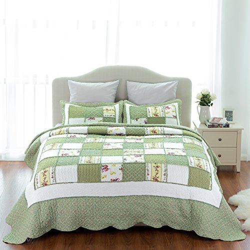 image for Bedsure 3-Piece Printed Quilt Set King Size (106x96 inches), Green Ruf