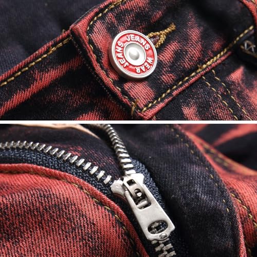 Mens Skinny Jeans Slim Fit High Stretch Jeans Pants Fashionable Colorful Printed Tapered Denim Pants for Men4