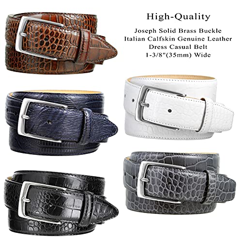 AE354 / A274 Genuine Full-Grain Cowhide Leather Dress Belt Nickel Finish Buckle 1-3/8''(35mm) Wide, 1"(25mm) Wide2