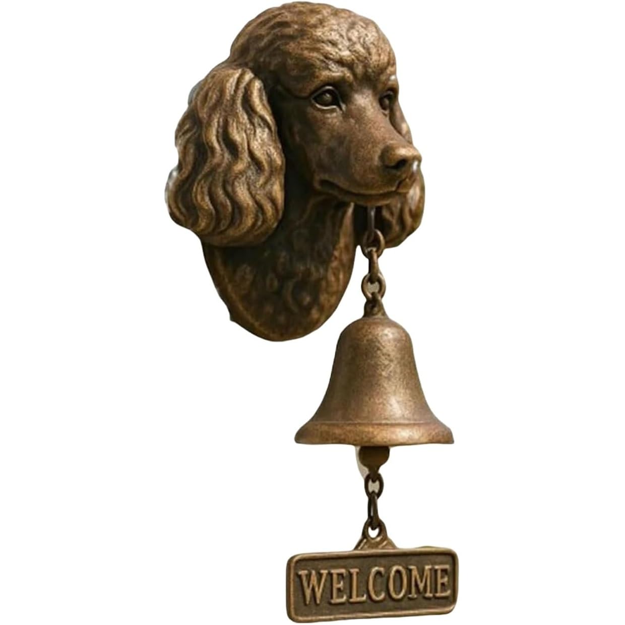 DEJIN Dog Welcome Doorbell, Vintage Resin Wall Mounted Entry Bell for Porch, Front Door & Garden - Must-Have Dog Lover Giftg Bell(Poodle)