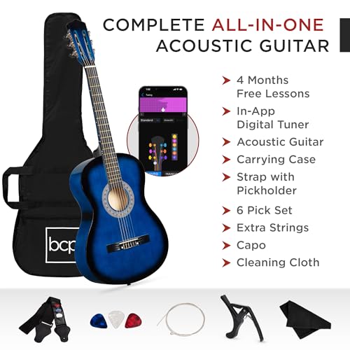 Image of Best Choice Products Beginners Acoustic Guitar with Case, Strap, Tuner and Pick, Blue