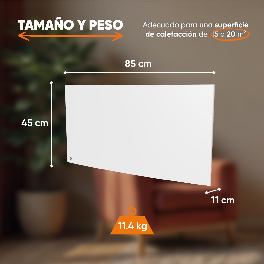 BESTHERM - Radiador eléctrico fijo de inercia seco hierro fundido 2000 W Bestherm BIA horizontal blanco