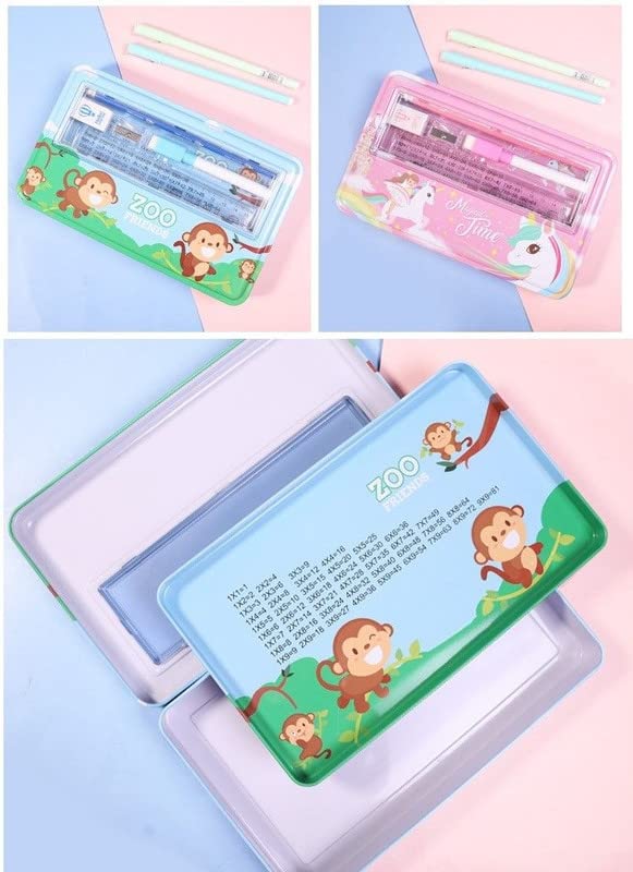 Image of Crackles Magical Time Metal Geometry School Pencil Box for Boys and Girls | Perfect for Childern Gifting