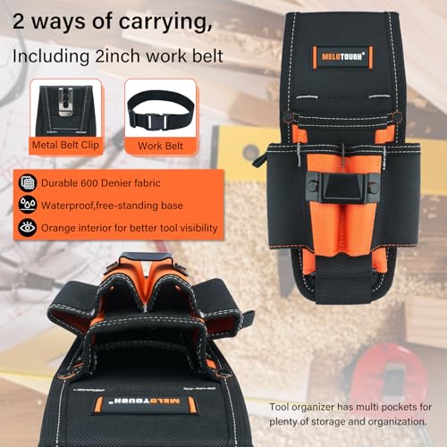 Image of MELOTOUGH 7-Pocket Technician Pouch-Small Pocket Tool Belt Pouch with Belt Clip,Clip on Larger Pockets & Loop, Clip on-Tool Holder Accessory