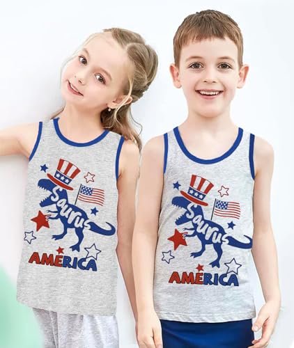 4th of July Tank for Boy Girl American Flag Shirts Kids Patriotic Outfit Independence Day Sleeveless Tops 2-7T3