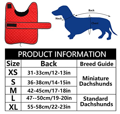 MOREZI Hundemantel Winter für Dackel - Wasserdichter Hunde Pullover mit Wolle Futter & Verstellbaren Gurten, Warmer Wintermantel für Kleine Hunde im Freien-Rot-L