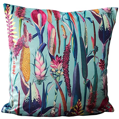 Floral Botanical Velvet Cushion - 40cm Mint Square Cushion