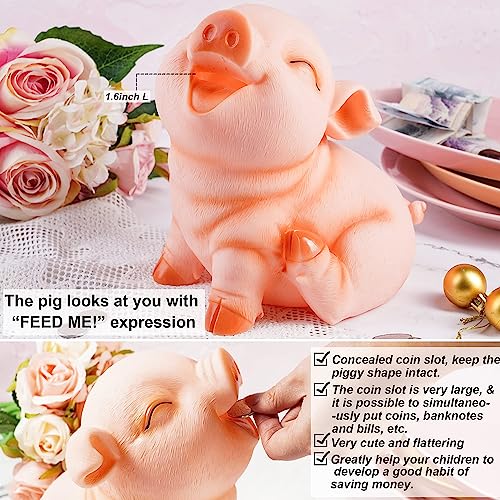 H&W Cute Pig Coin Money Bank, Shatterproof Piggy Bank, Creative Money Bank, Can Store 1000 Coins, Best Bitrthday Gift, Squint Piggy (Wk7-D2) #TOP2