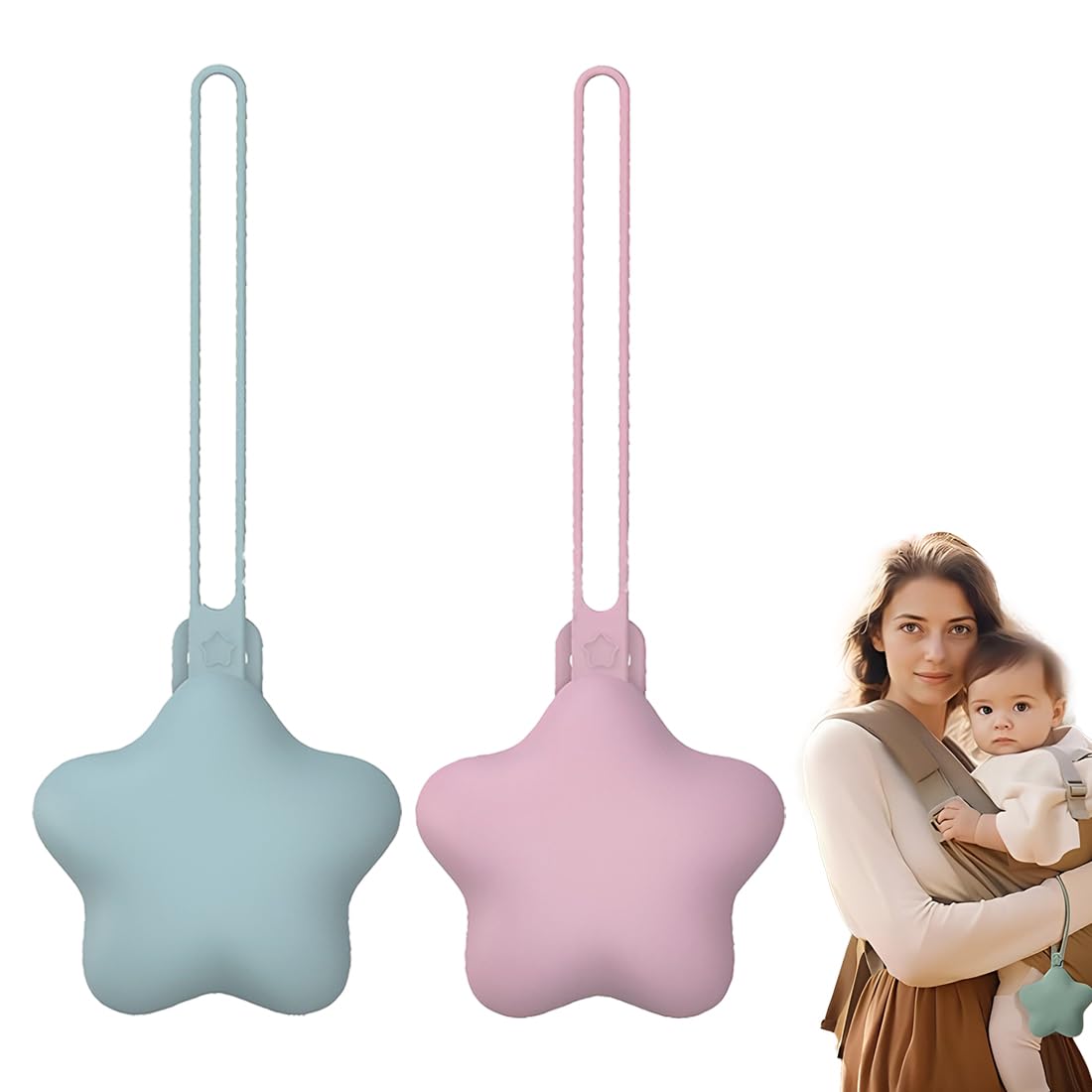 2 Pcs Porta Chupetes Bebe Estuches Para Chupetes Estuches De Viaje Portátiles De Silicona Para Chupetes Sin Bpa Accesorios Universales Lavanda Azul