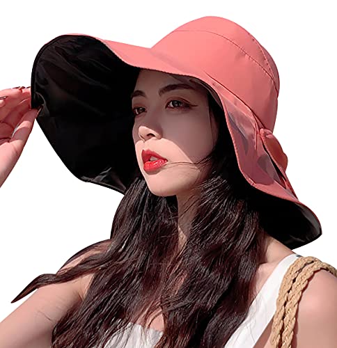 Chapeau Soleil Femme Bucket Hat Chapeau Extérieur De Plage Chapeau Femme Ete Chapeau Soleil Protection UV Chapeau Été Chapeau De Sport Femme Chapeau De Plage Femme Noir Chapeau Rouge M