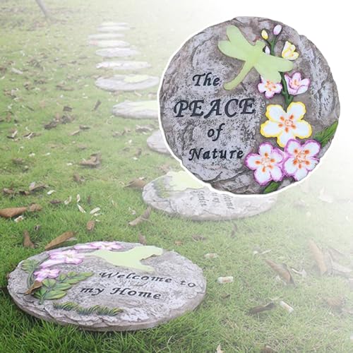 SBJKLYRN Pietra calpestabile da Giardino， Pavimentazione Decorativa for Esterni Adatta a Tutte Le Stagioni, Pietra Decorativa Multicolore for Giardini/sentieri(Dragonfly)