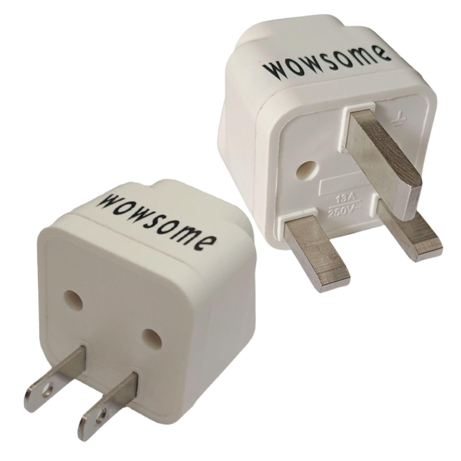 Wowsome India to UK and India to USA Converter Plug Adapter 1 Type G for UK, UAE, Singapore and 1 Type A Plug for US, Canada, Japan– Set of 2 –White-picture-29