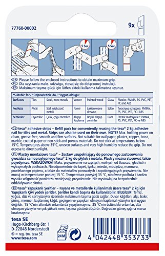 tesa UK 77760-00005-00 Klebestreifen für Fliesen und Metalloberflächen, transparent, 2 kg pro