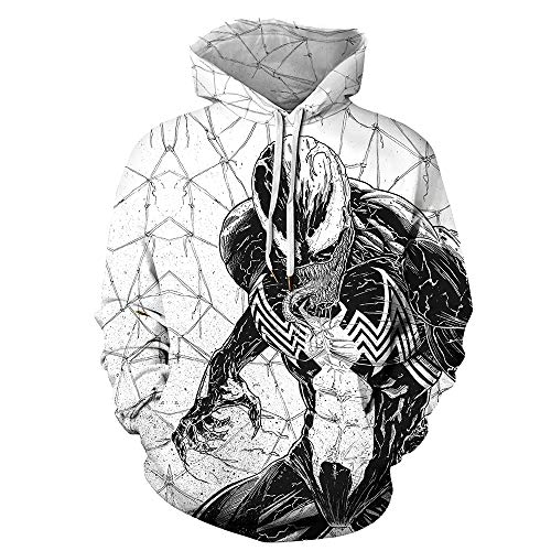 TAKUSHI HF Unisex Fashion Galaxy 3D Digital Printed Pullover Hoodies Hooded Sweatshirts for Sport and Party (Venom3, Large/X-Large)