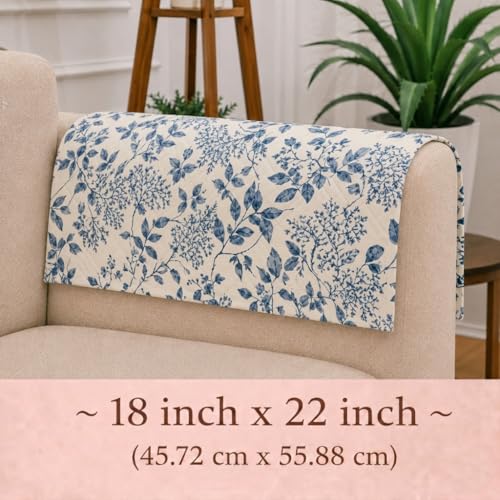 Image of STITCHNEST 'Frostvine Collection' Sofa Armrest Cover | Cotton Quilted Fabric, Washable & Durable for Modern Living (18 x 22 Inches)