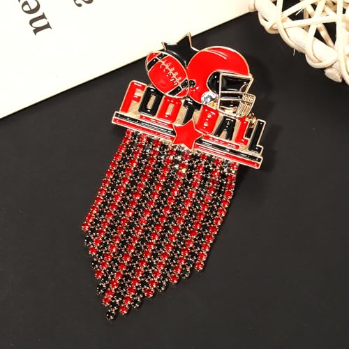 Image of Game Day Brooches for Women Football Brooch Pins Touch Down Brooches Red Black Blue White Team Spirit Accessories Game Day Outfits Football Jewelry Party Favor Gifts