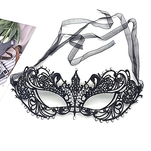 Liatunou Halloween Mask for Masquerade Party for Women (Black)